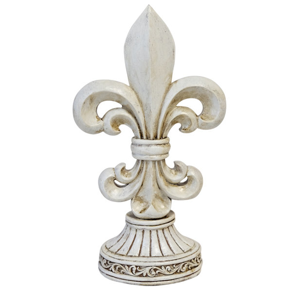 Fleur De Lis Living Dermott Polyresin Distressed Fleur De Lis Standing